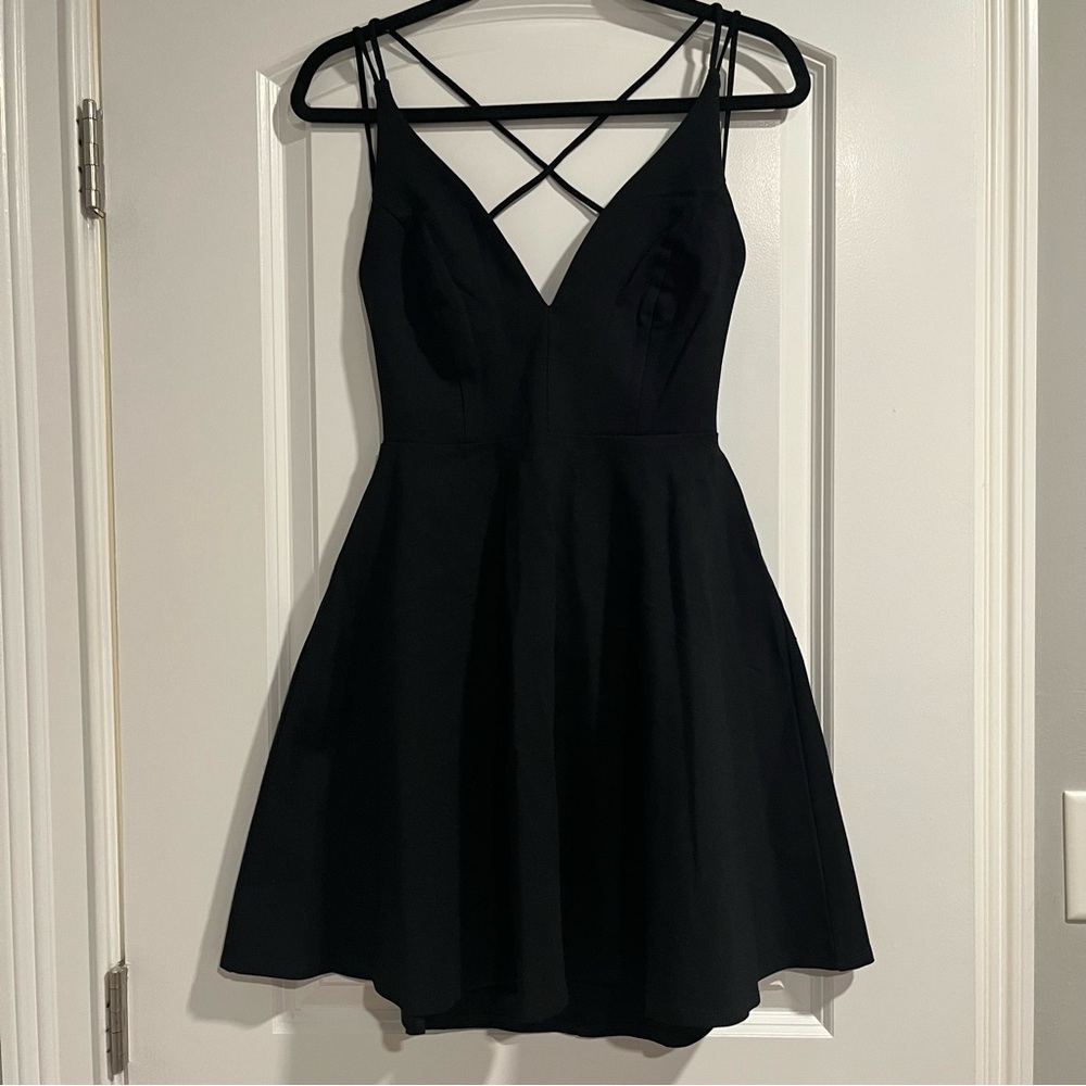Believe in Love Black Backless Skater Dress